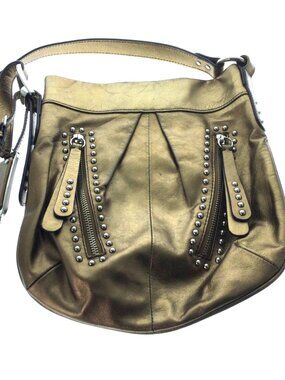 Vintage B. Makowsky Shiny Gold/Bronze Leather Shoulder Bag